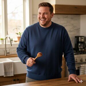 Daniel Hechter Paris Men's Size XL Cotton/Cashmere Blend Crewneck Blue Sweater